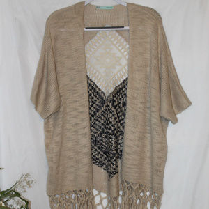 Maurices L / XL Shawl Boho Fringe Cardigan